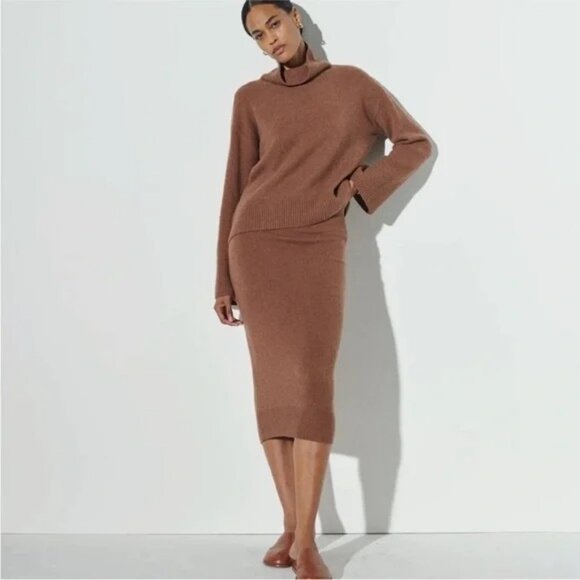 The Reset Dresses & Skirts - The Reset R Label Cedar Brown Wool Cashmere Perfect Knit Midi Skirt Womens Small
